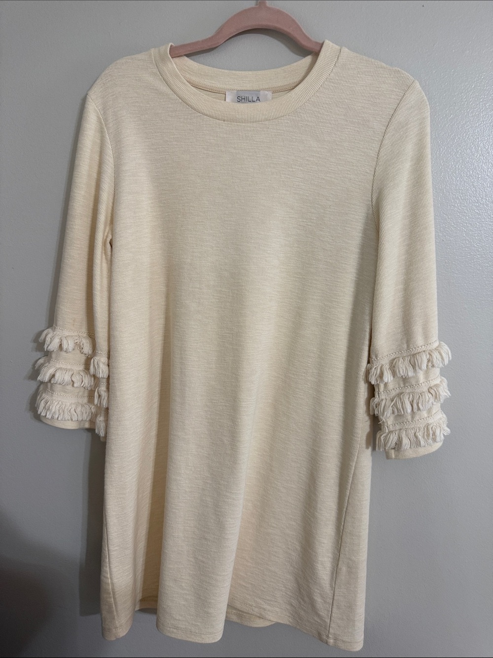 Shilla Cream Midi Dress with Tiered Ruffle Sleeves